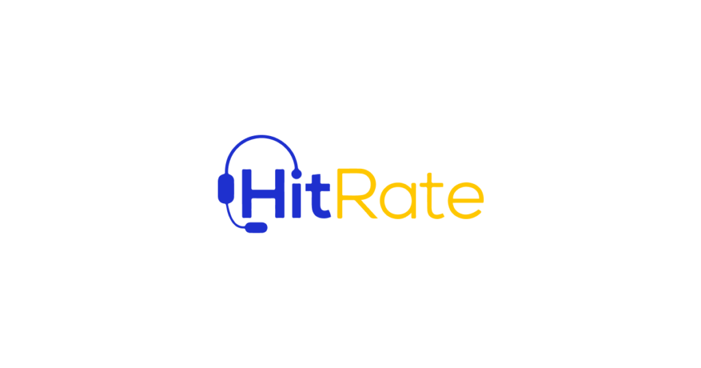 Logo image: The word "Hit" in blue with an attached headset icon, followed by the word "Rate" in yellow, on a white background.