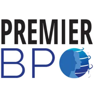Premier bpo logo on a white background, representing one of the top data entry companies.
