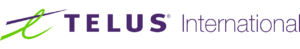 Telus international logo on a black background, representing one of the top data entry companies.